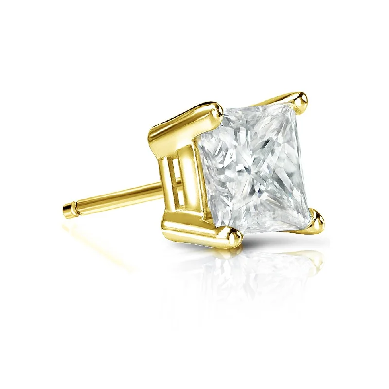 Auriya 14k Gold 1ct TDW Princess-Cut SINGLE STUD (1) Diamond Earring