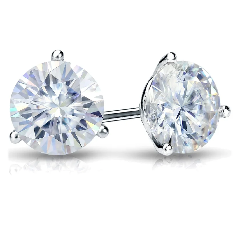 Auriya 14k Gold 2ctw TGW Round Moissanite Stud Earrings Martini-set - 6.5 mm