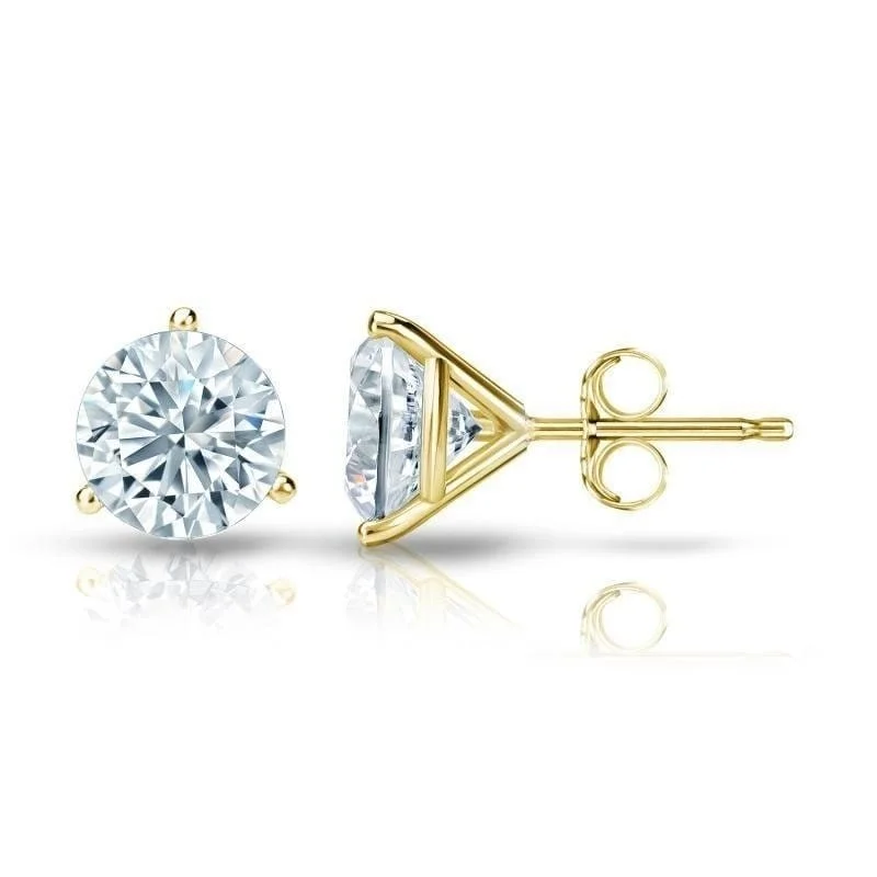 Auriya 2 1/2ctw 3 Prong Martini Set Round Diamond Stud Earrings 18kt Gold GIA Certified