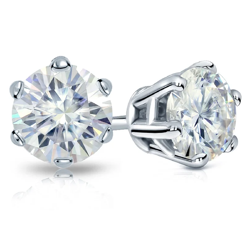 Auriya 2ctw Round Moissanite Stud Earrings 18k Gold - 6.5 mm