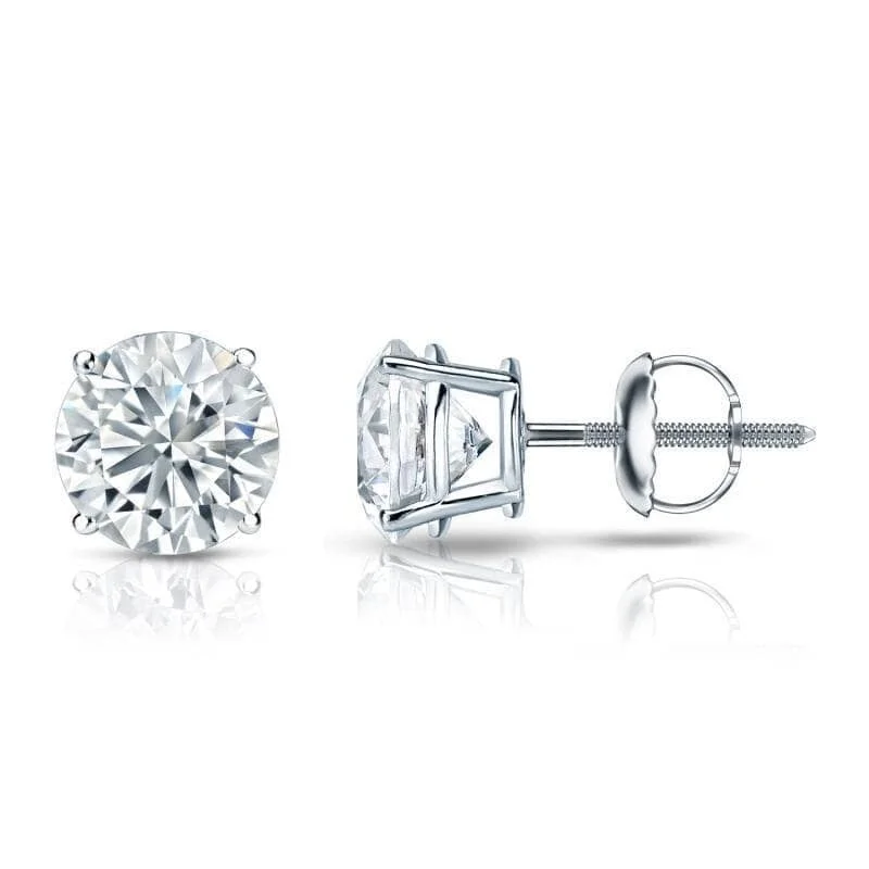 Auriya 3ctw Round Diamond Stud Earrings 14K Gold Certified