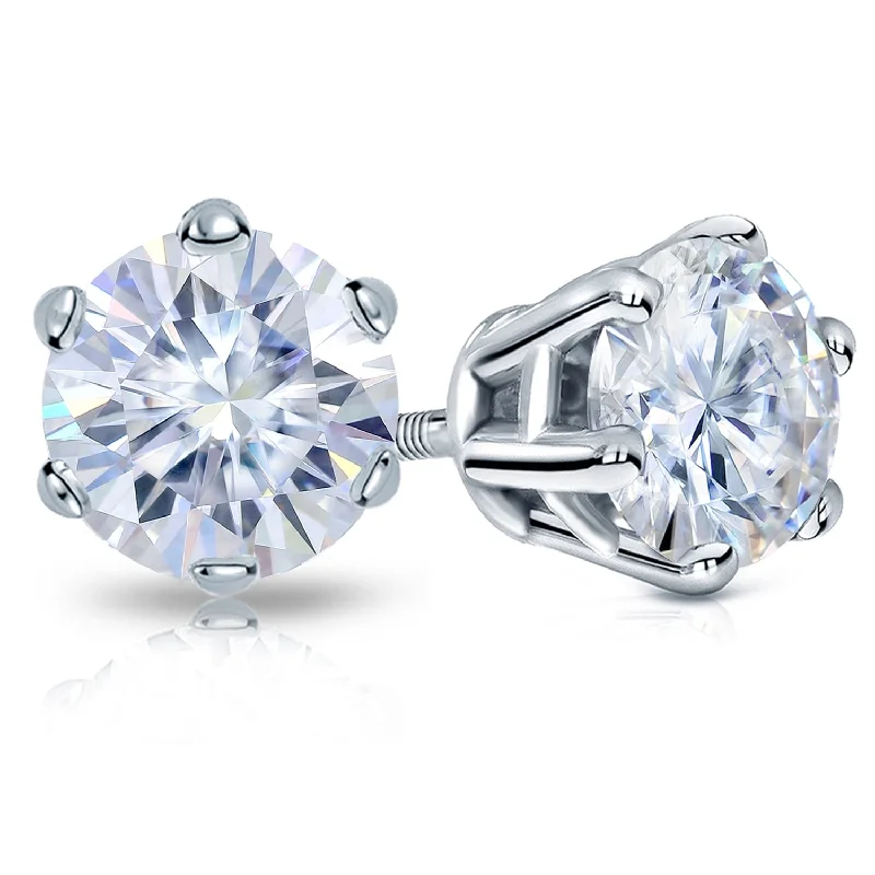 Auriya Platinum 4ctw Round Moissanite Stud Earrings