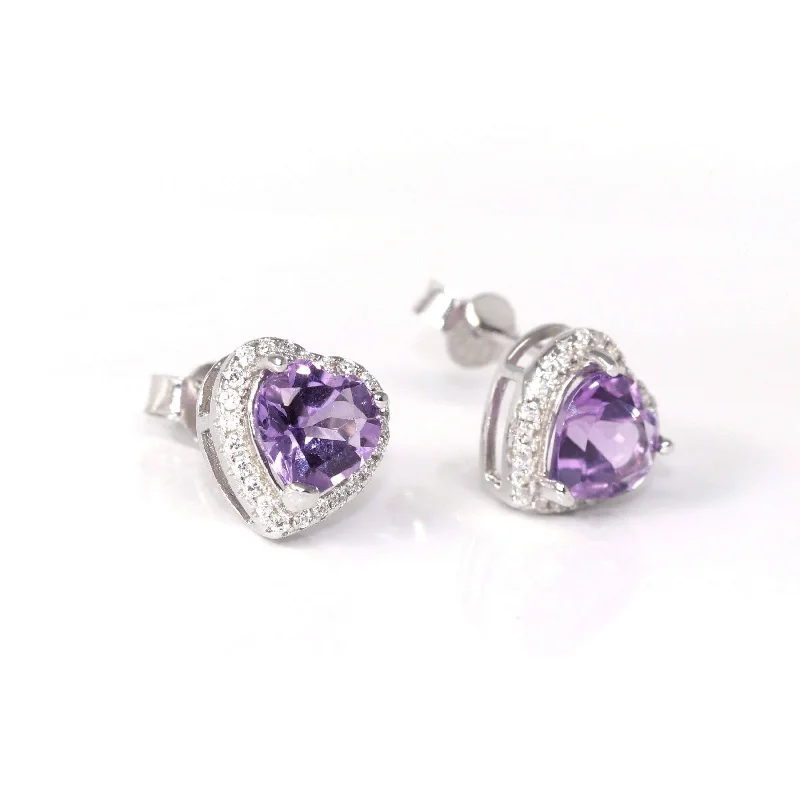 Baikalla™ Classic Sterling Silver Natural Amethyst Citrine Garnet Earrings With CZ