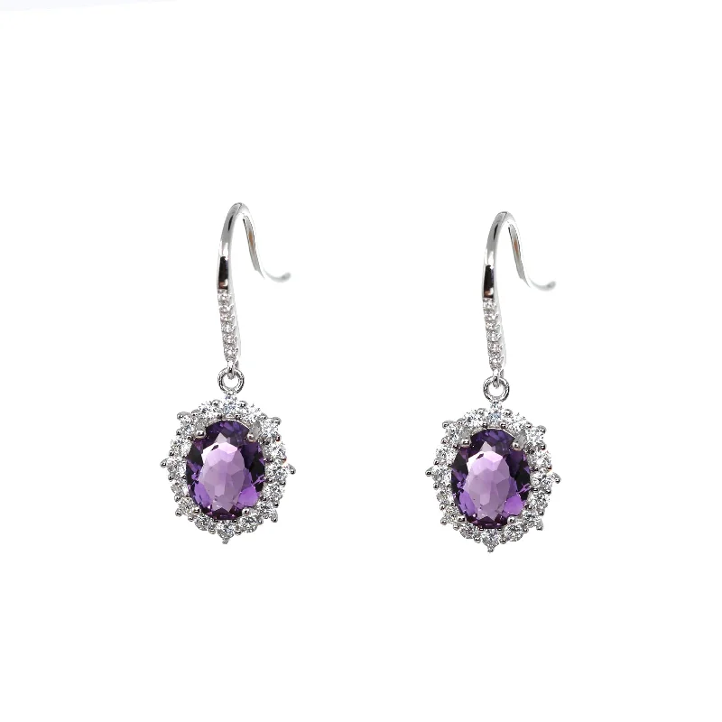 Baikalla™ Classic Sterling Silver Natural Amethyst Topaz Citrine Garnet Earrings With CZ