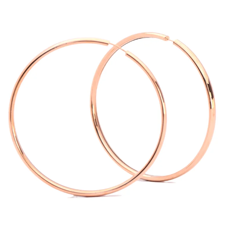 Solid Gold Hoop Earrings - 14-Karat Solid Amber Hue Gold Fly Girl Hoop Earrings - RED GOLD®