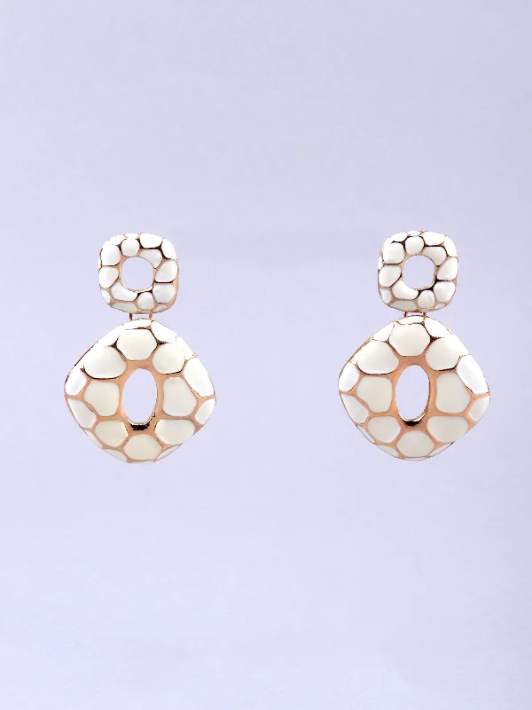 Odette Women White Metallic Dangle Earrings