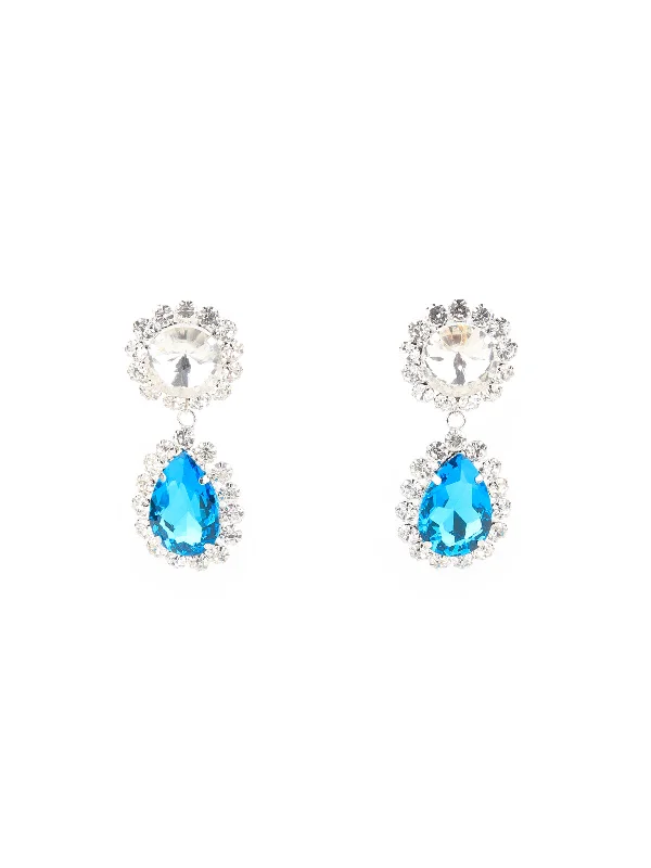 Odette Women Stunning White And Blue Drop Earrings