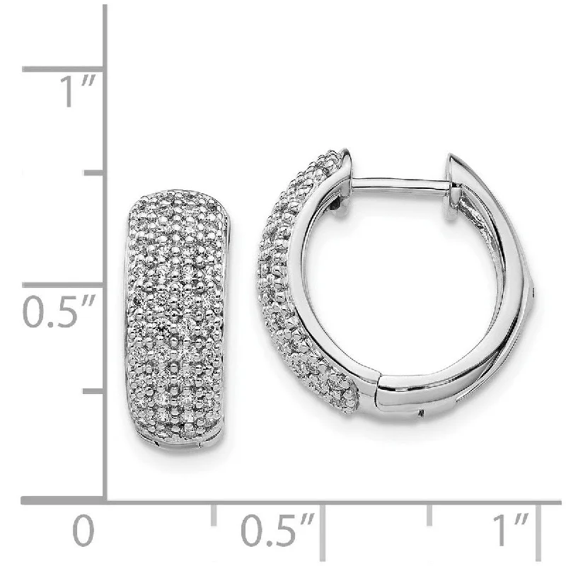 Curata 14k White Gold Diamond Hinged Hoop Earrings Measures 15x15mm Wide 6mm Thick