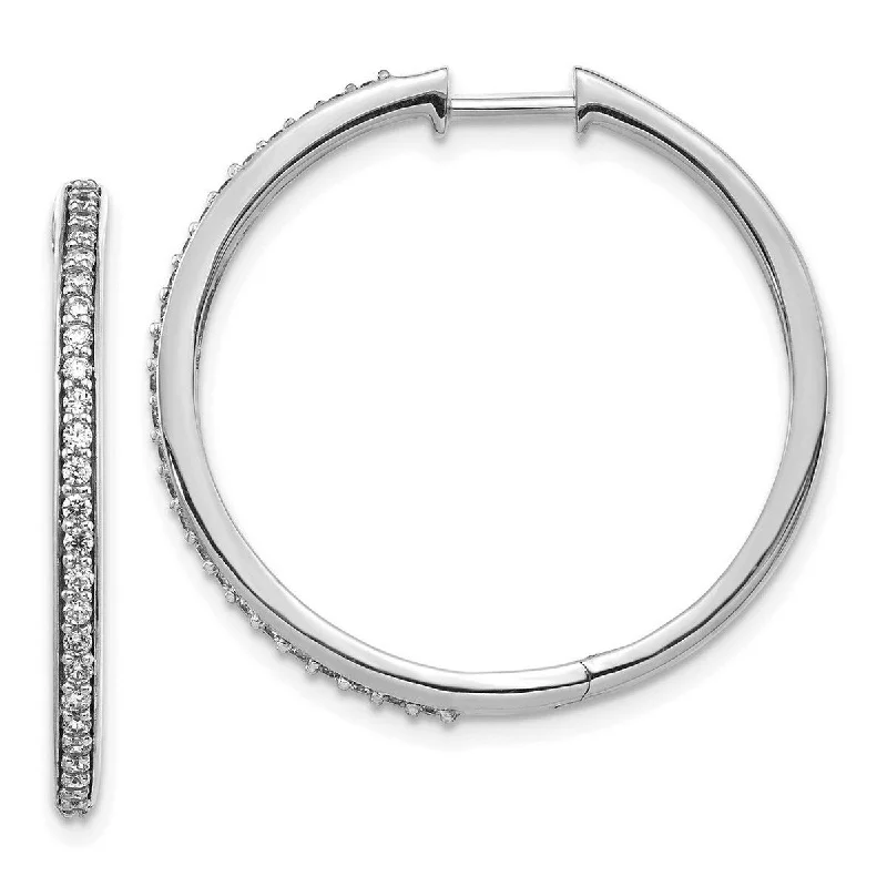 Curata 14k White Gold Diamond Hoop Earrings Measures 27x29mm Wide 2mm Thick