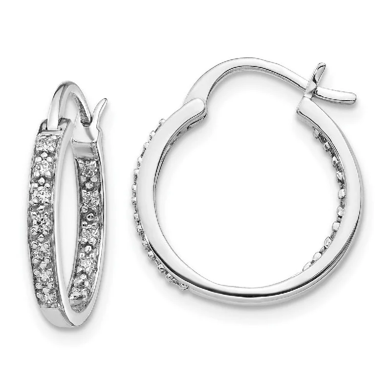 Curata 14k White Gold Diamond In Out Hoop Earrings Measures 15x15mm Wide 2mm Thick