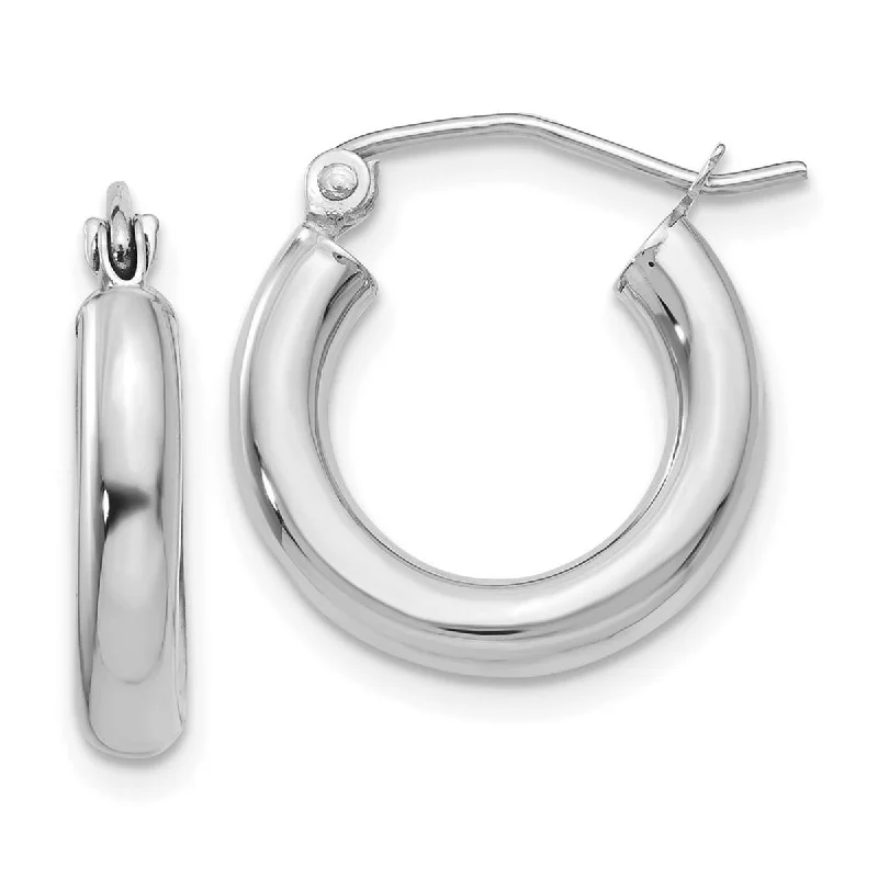 Curata 14k White Gold Polished 3x16mm Round Hoop Earrings