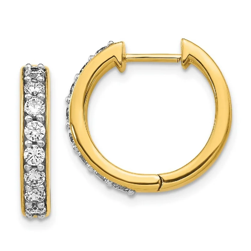 Curata 14k Yellow Gold Diamond Hoop Earrings Measures 17x17mm Wide 3mm Thick