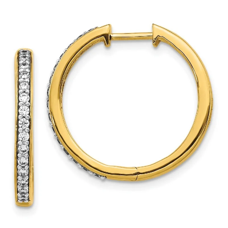 Curata 14k Yellow Gold Diamond Hoop Earrings Measures 21x22mm Wide 2mm Thick