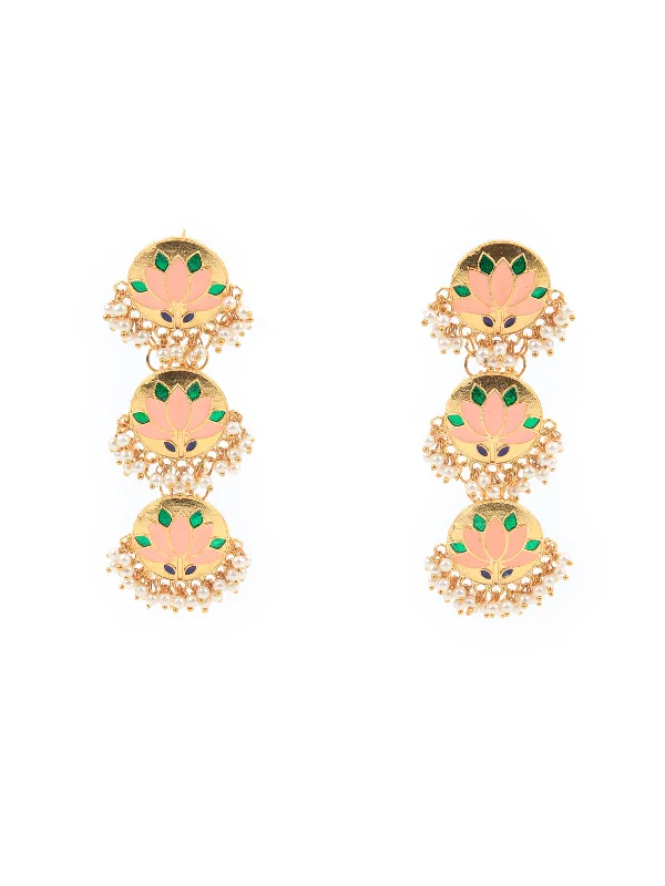 Odette Women Delicate Gold Meenakari Earring