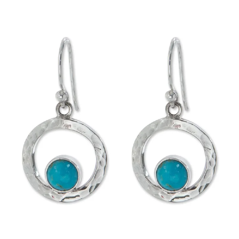 Handmade Silver 'Eye of the Sea' Turquoise Earrings (Mexico)