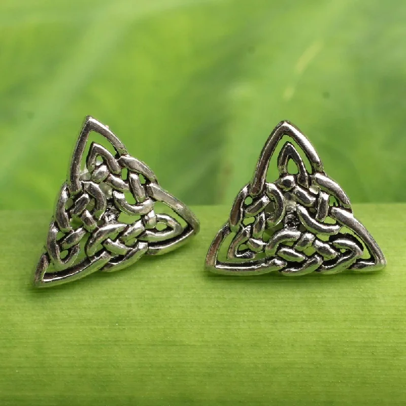 Handmade Sterling Silver 'Celtic Triangle' Earrings (Thailand)