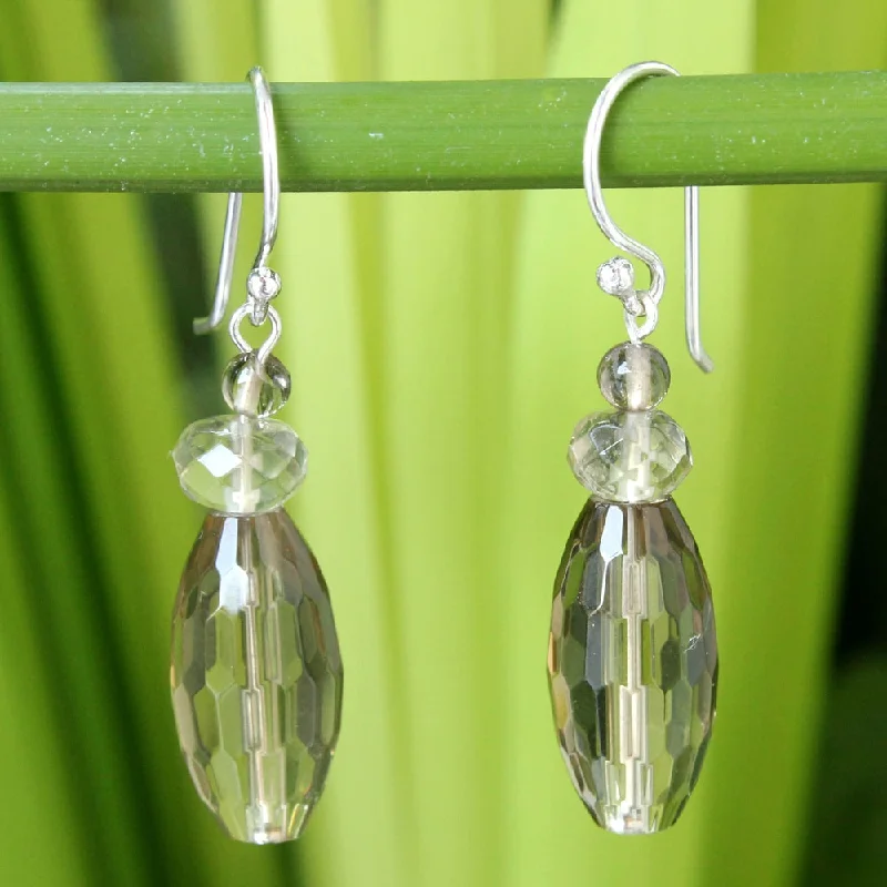 Handmade Sterling Silver Evening Mystique Smoky Quartz Earrings (Thailand)