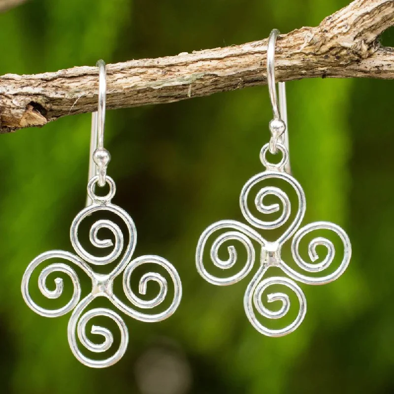 Handmade Sterling Silver 'Spiraling WInds' Earrings (Thailand) - 1.2L*0.6W