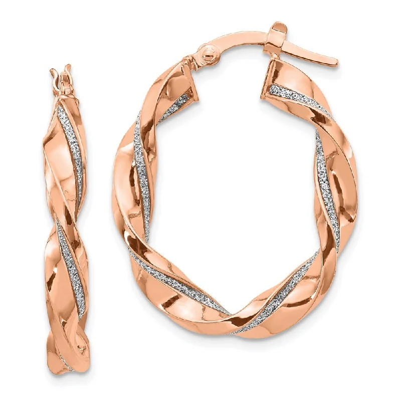 Leslie's 14K Rose Gold Glimmer Infused Twisted Hoop Earrings (L-30 mm, W-22 mm)