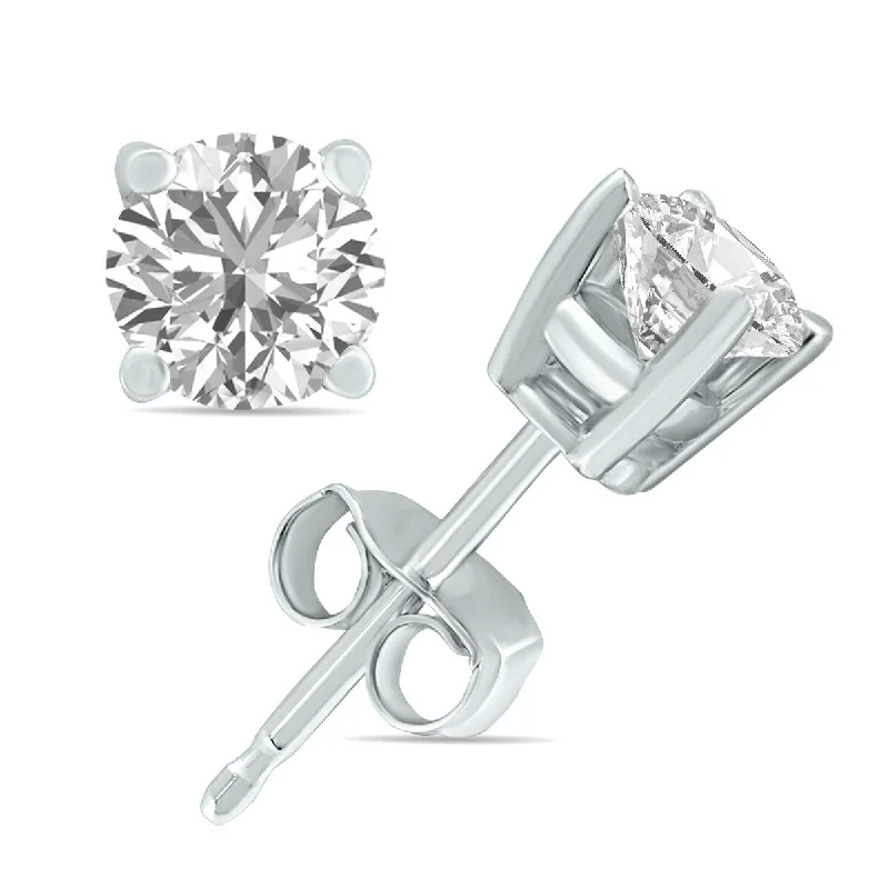 Marquee 1/2 Carat TW Lab Grown Diamond Round Solitaire Stud Earrings in 14K White Gold