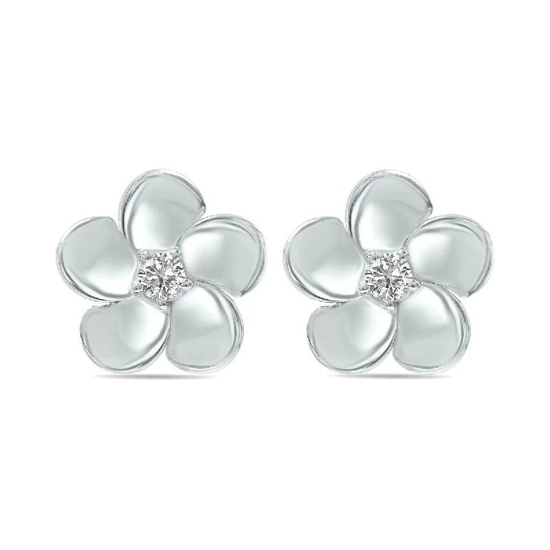 Marquee 1/3 CTW Lab Grown Diamond Flower Stud Earrings in 10K White Gold (F-G Color, VS1- VS2 Clarity)