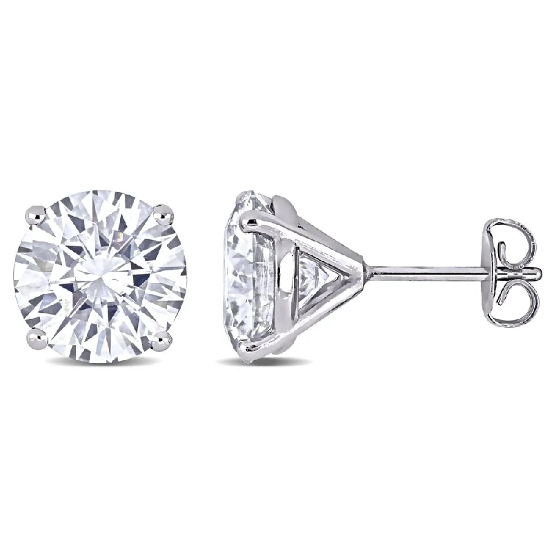 Miadora 5 1/2ct DEW Moissanite Solitaire Stud Earrings in 14k White Gold - 9 mm x 9 mm