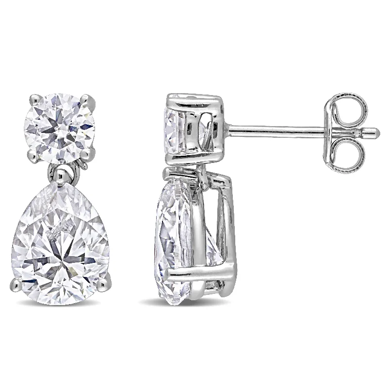 Miadora 5ct DEW Pear-cut Moissanite Teardrop Stud Earrings in Sterling Silver