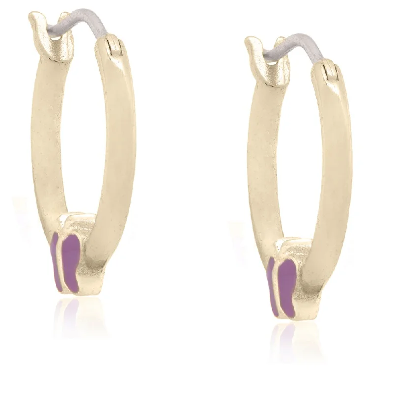 Molly and Emma 18k Gold Overlay Children's Enamel Butterfly Hoop Earrings