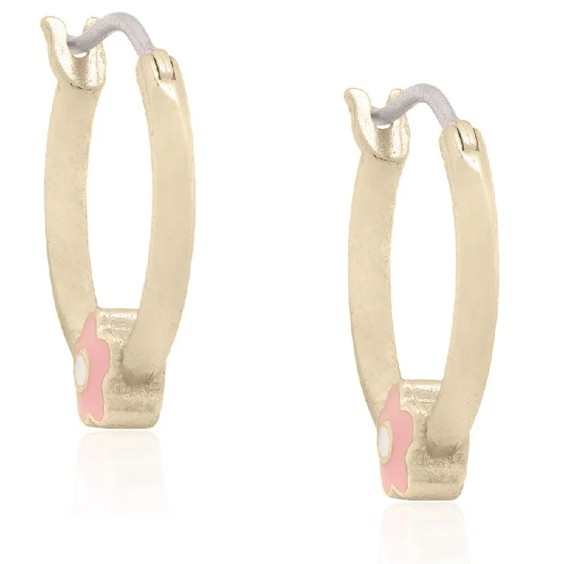 Molly and Emma 18k Gold Overlay Children's Flower Hoop Earrings