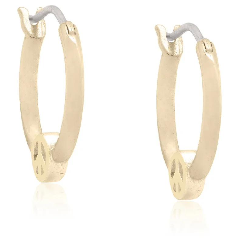 Molly and Emma 18k Gold Overlay Children's 'Peace Sign' Hoop Earrings