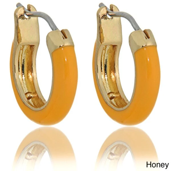 Molly and Emma 18k Gold Overlay Enamel Children's Hoop Earrings