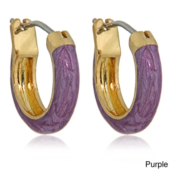 Molly and Emma 18k Gold Overlay Sparkling Enamel Children's Hoop Earrings