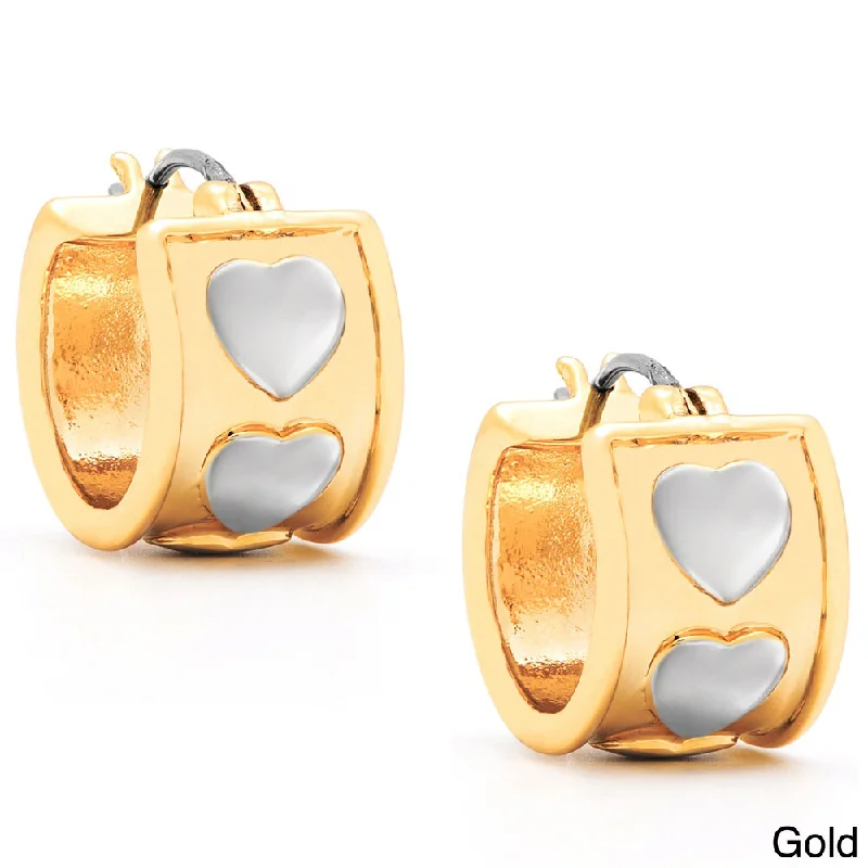 Molly and Emma Fine Plated Silver or 14k Gold Overlay Heart Hoop Earring