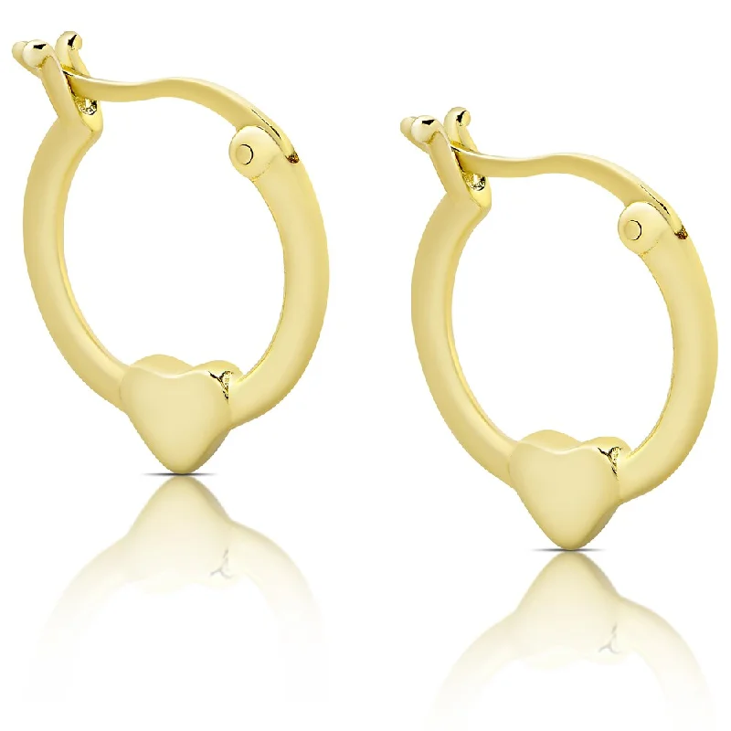 Molly and Emma Gold Over Silver Heart Hoop Earrings