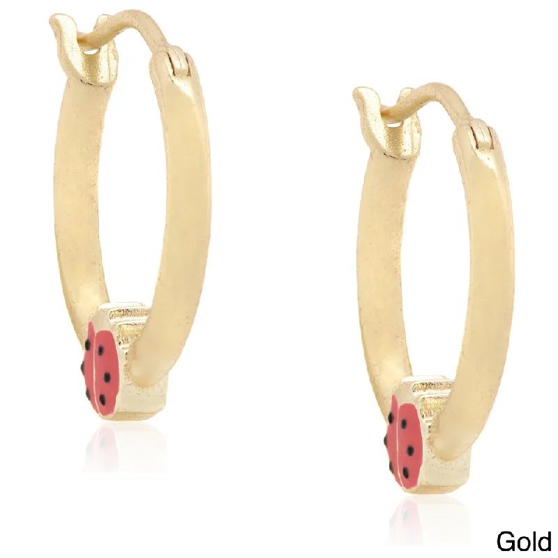 Molly and Emma Sterling Silver Children's Enamel Ladybug Hoop Earrings