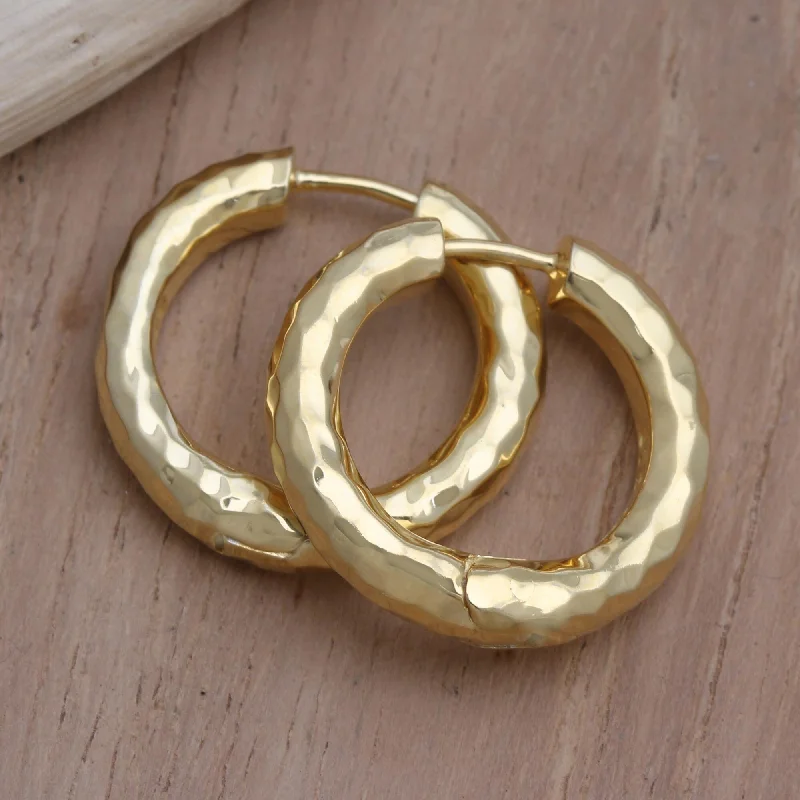 Novica Handmade Endless In Gold Gold-Plated Hoop Earrings