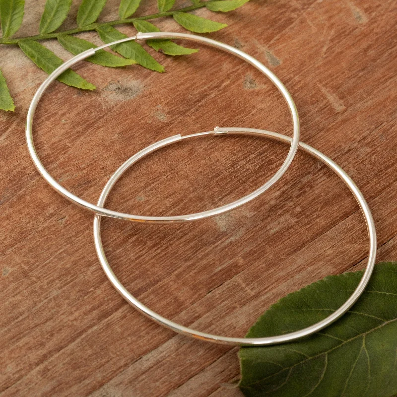 Novica Handmade Light Rings Sterling Silver Hoop Earrings