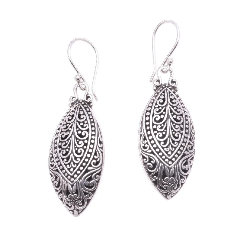 NOVICA Marquise Antiquity, Sterling silver dangle earrings - 2L*0.6W