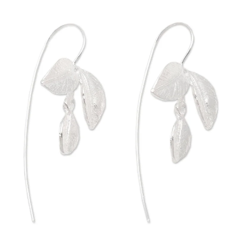 NOVICA Triple Leaf, Sterling silver drop earrings - 1.3*0.8