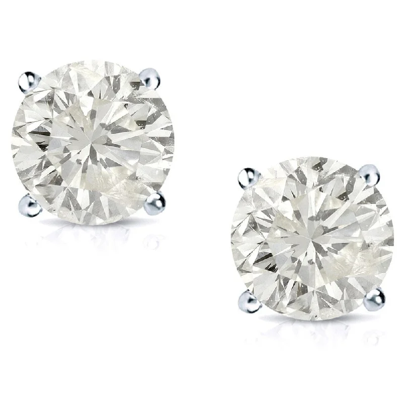 Platinum 1ct TW Round Clarity Enhanced Diamond Stud Earrings (E-F, G-H, H-I, or J-K , SI1-SI2, I1-I2, or I2-I3)