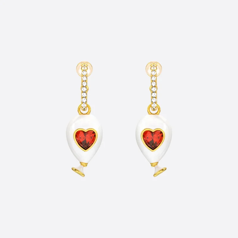 Sahi London Age of Innocence Red & White Dangle Earrings