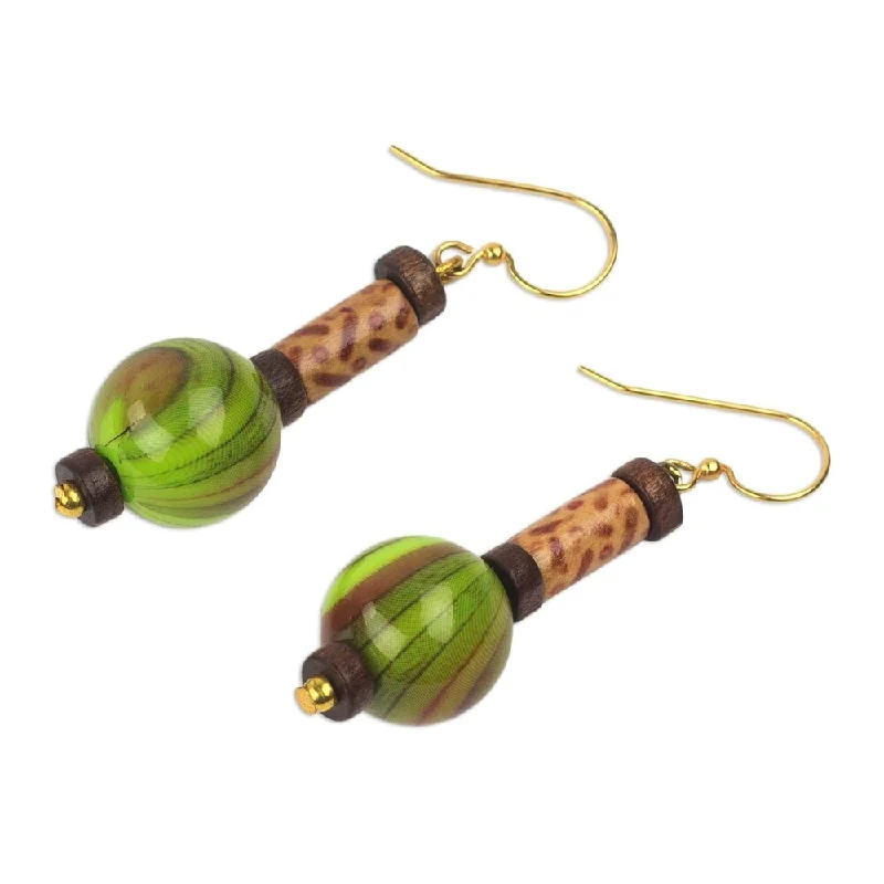 Sese Wood Upcycled Plastic 'Simplicity Globes' Earrings - 2.2L*0.6W