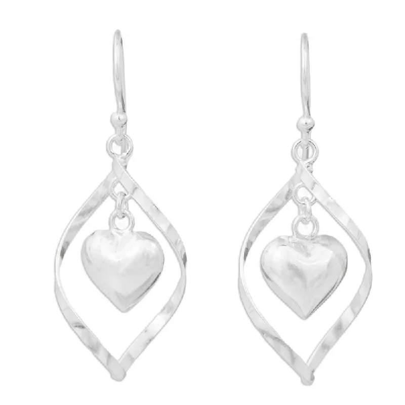 Sterling Silver 'Captive Heart' Earrings - 1.5L*0.6W