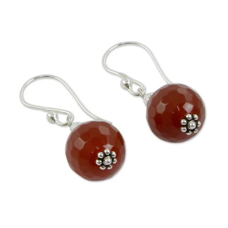 Sterling Silver 'Glorious Crimson' Agate Earrings(India)