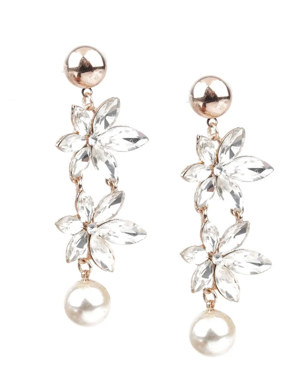 Odette Women Trendy Gold And White Earrings