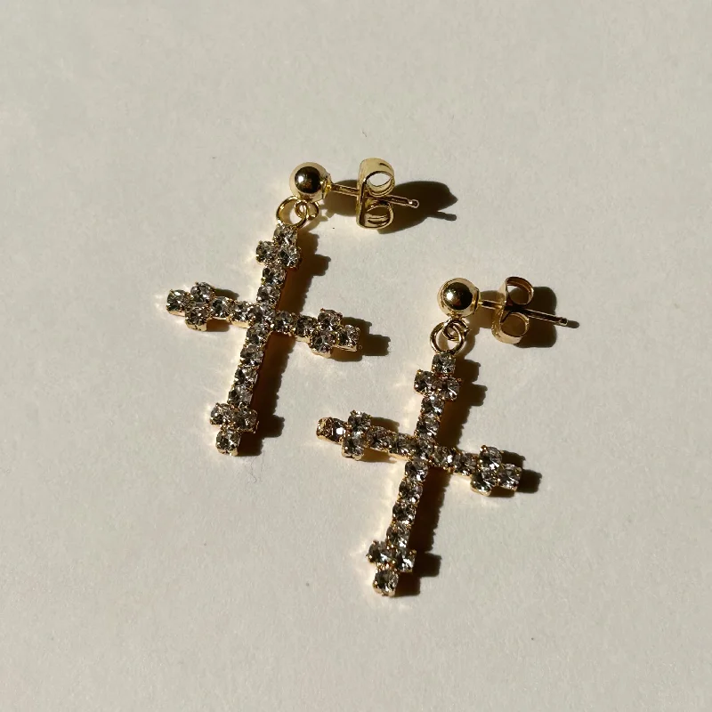 Vatican CZ Cross Earrings