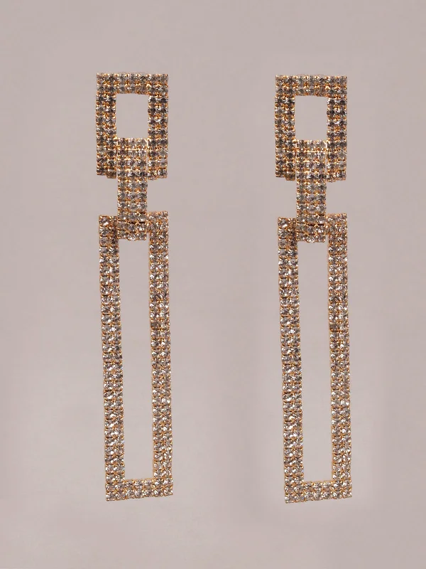 Odette Women White And Gold Dangle Earrings