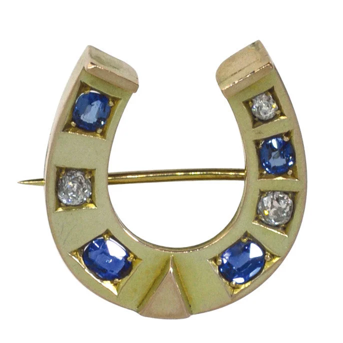 Diamond & Sapphire Horse Shoe Brooch