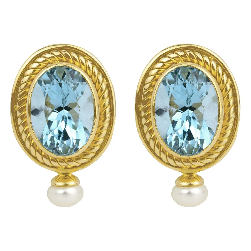 Earrings- Blue Topaz And Pearl