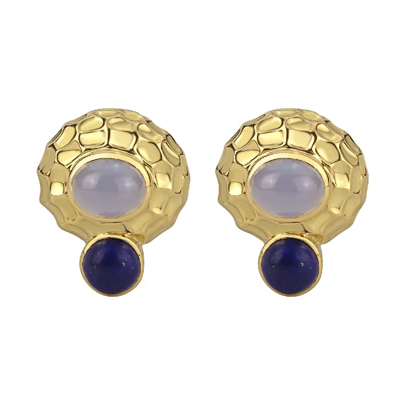 Earrings- Chalcedony And Lapis Lazuli